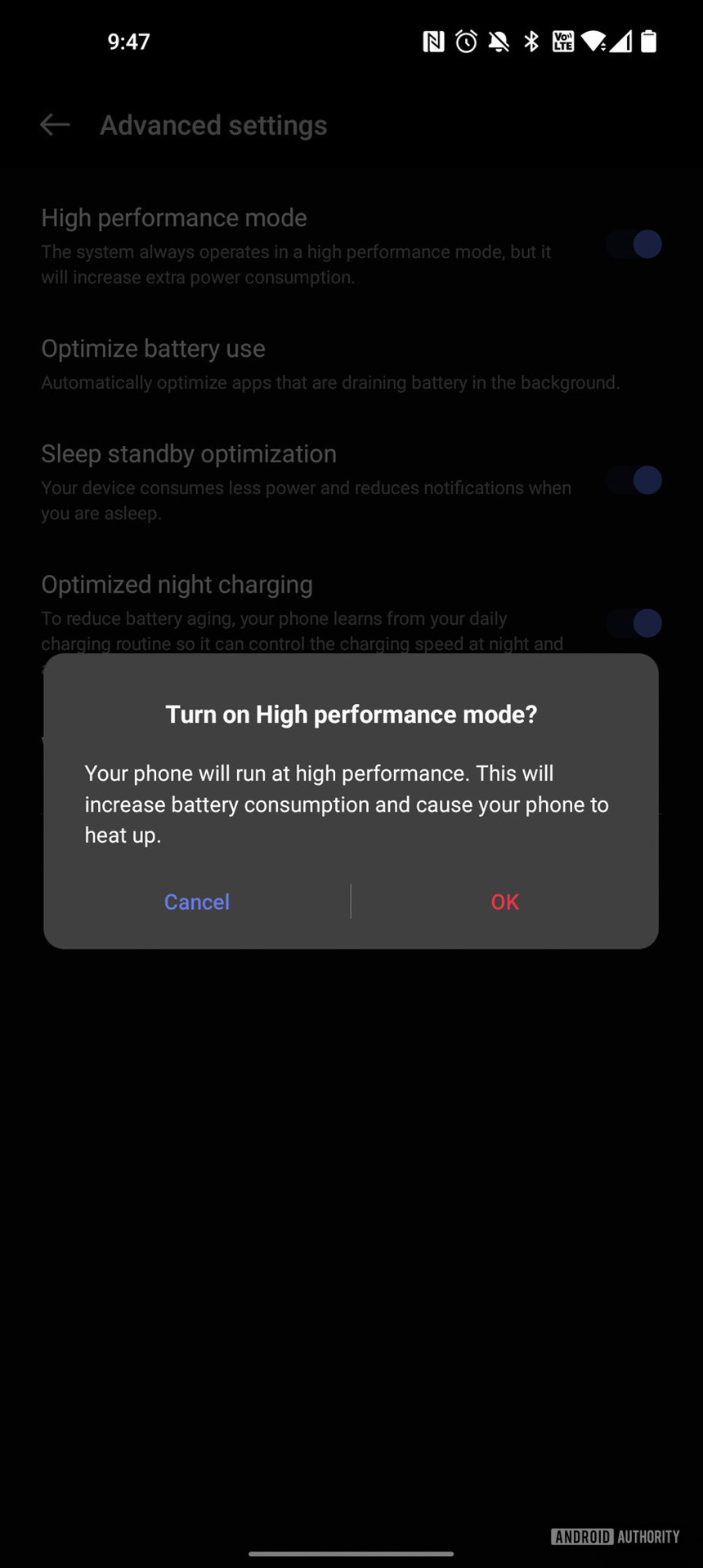 OnePlus 10 Pro High Performance Mode switch