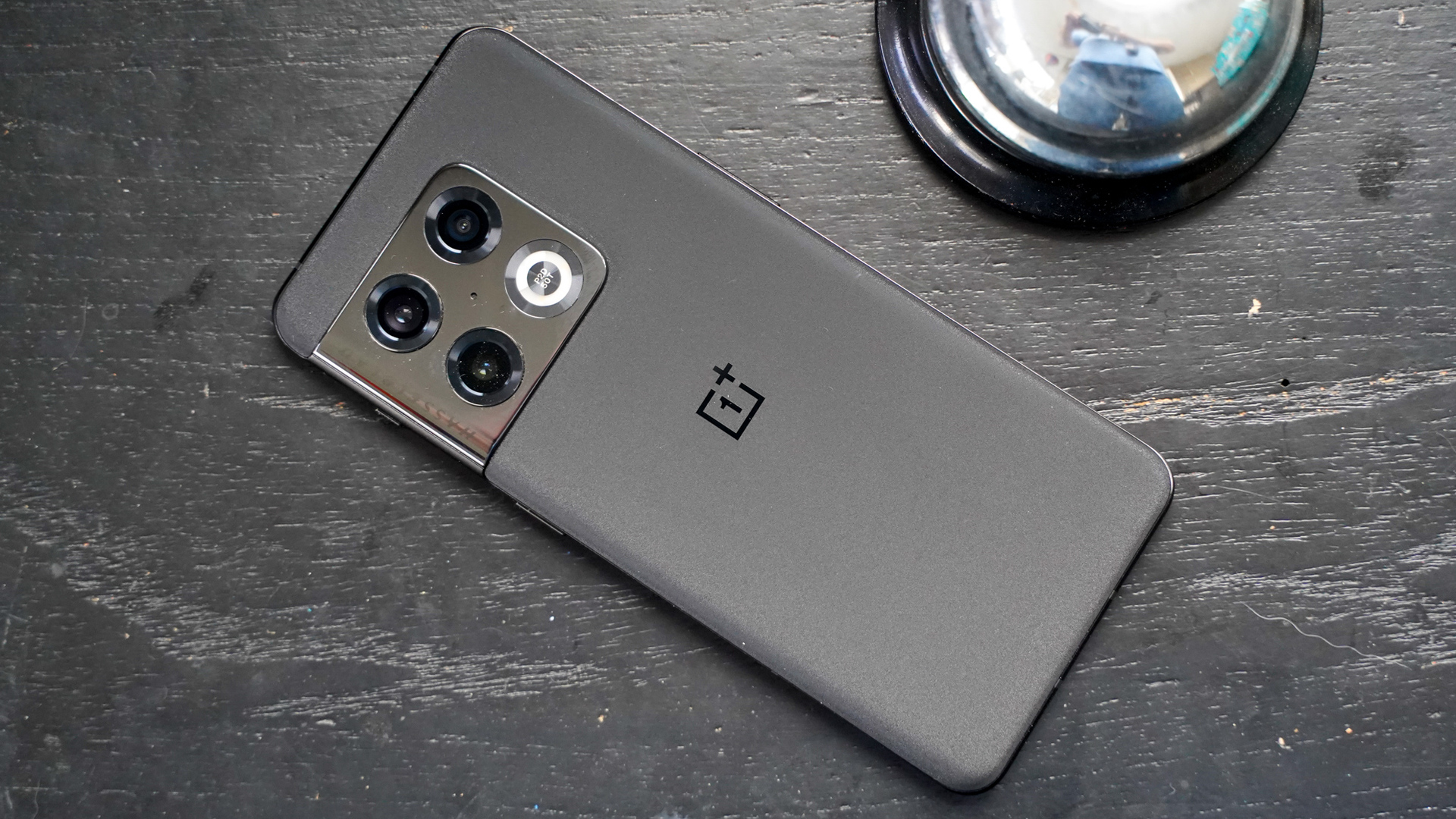 OnePlus 10 Pro face down at an angle showing cameras