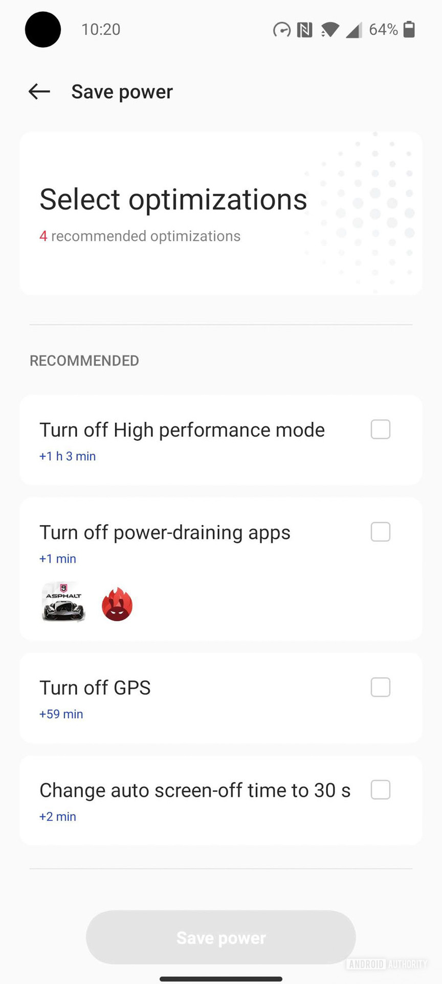 OnePlus Nord N20 Advanced powert settings