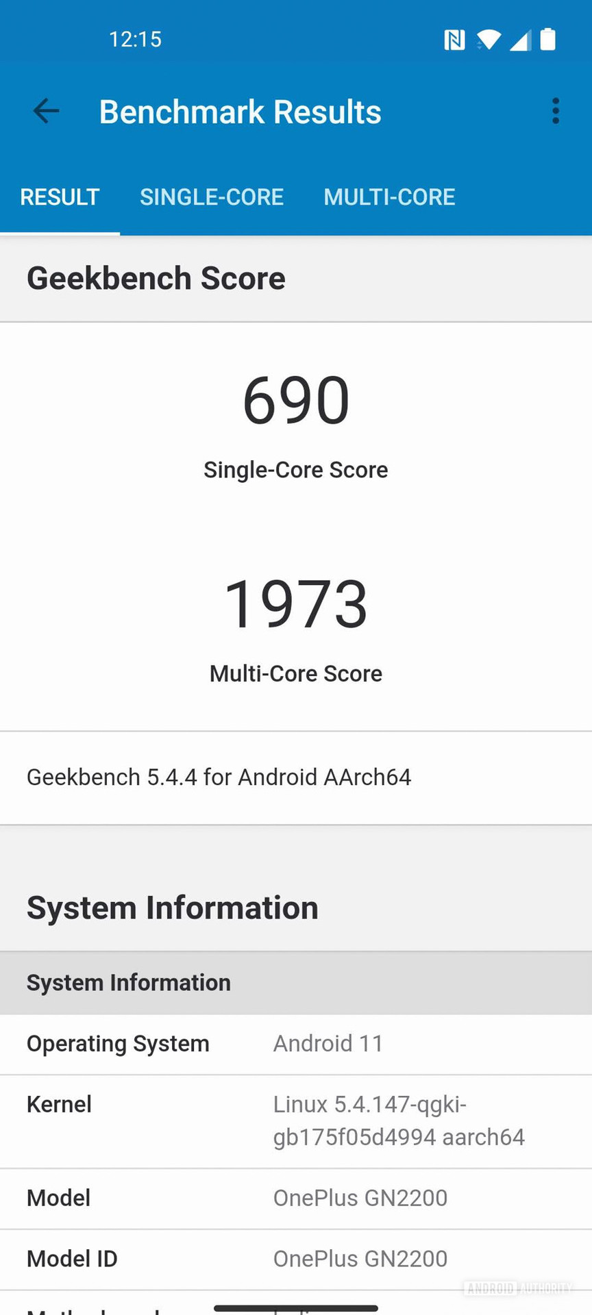 OnePlus Nord N20 GeekBench