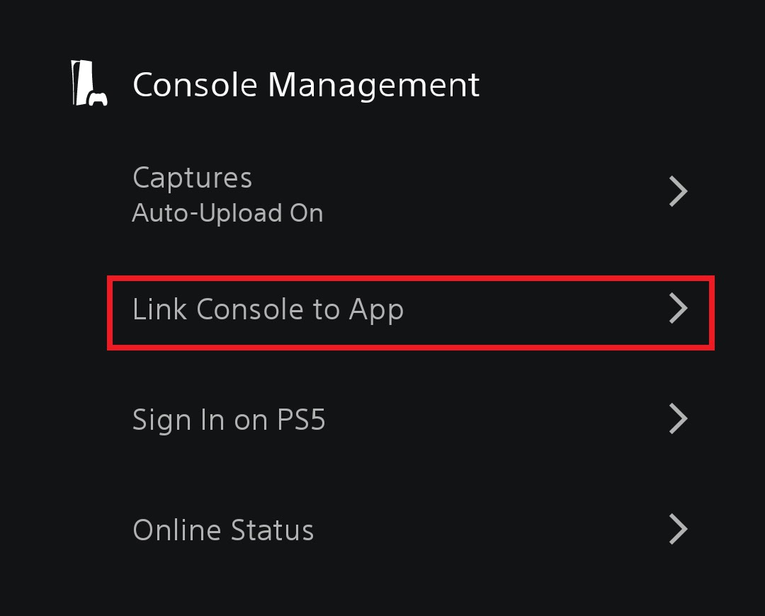 PS App link console PS5