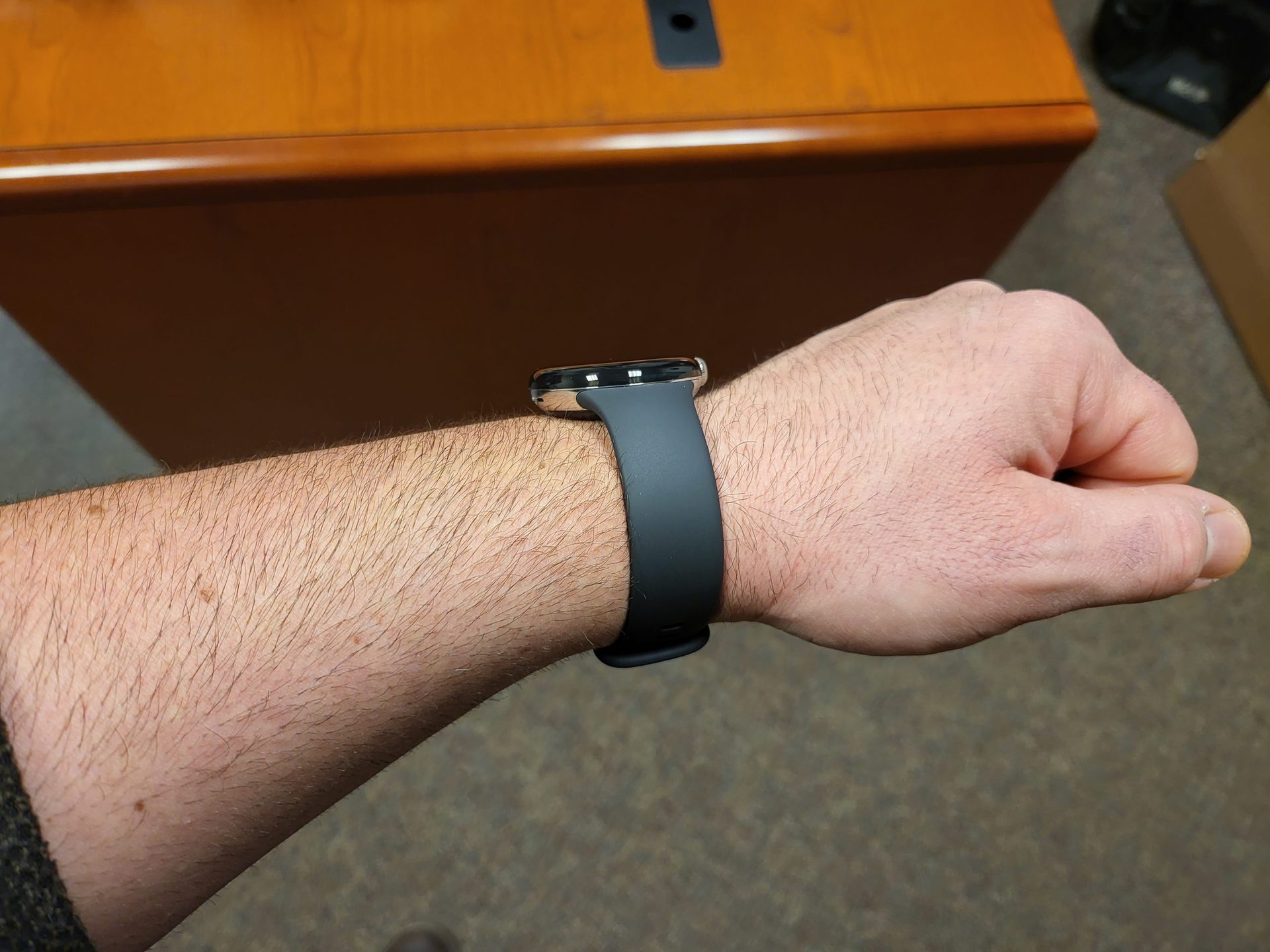 Pixel watch prototype on wrist 1