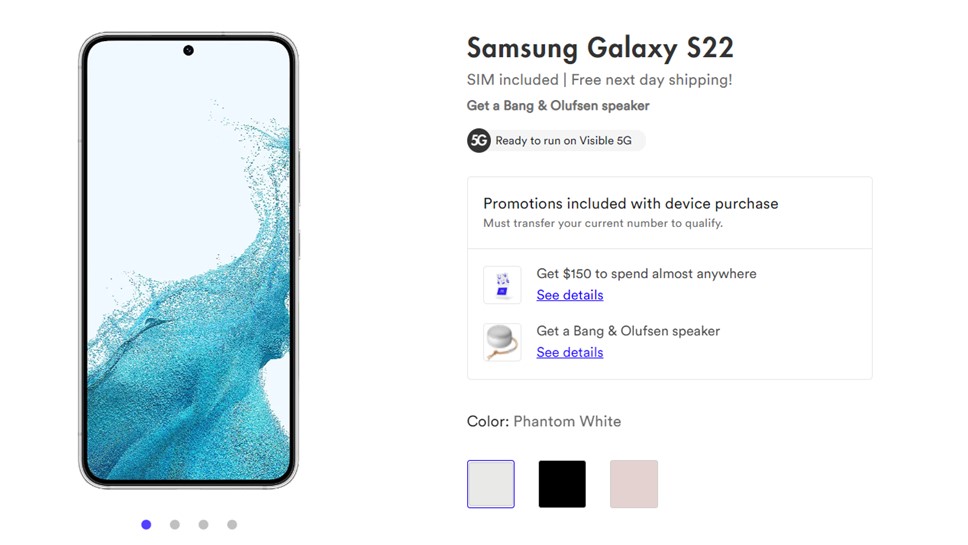Samsung Galaxy S22 Visible Deal