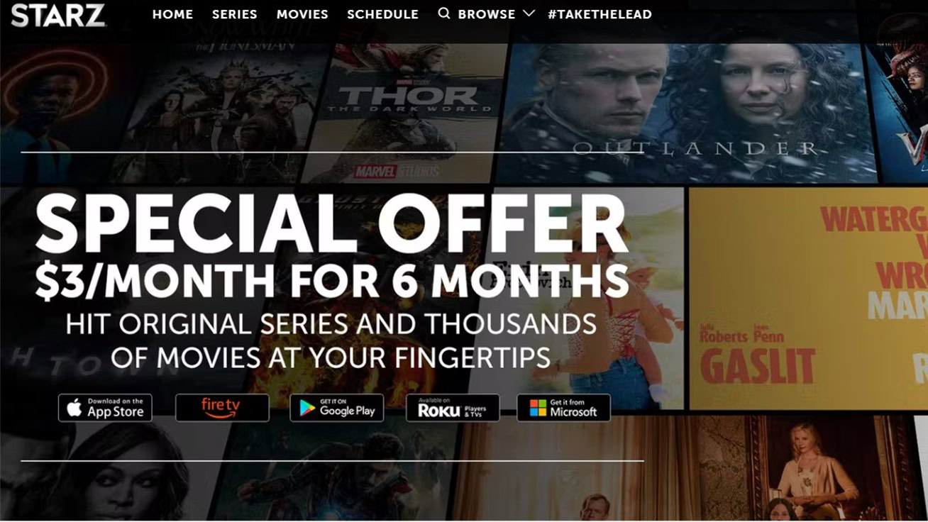 Deal Get a 6month Starz subscription for just 3 a month