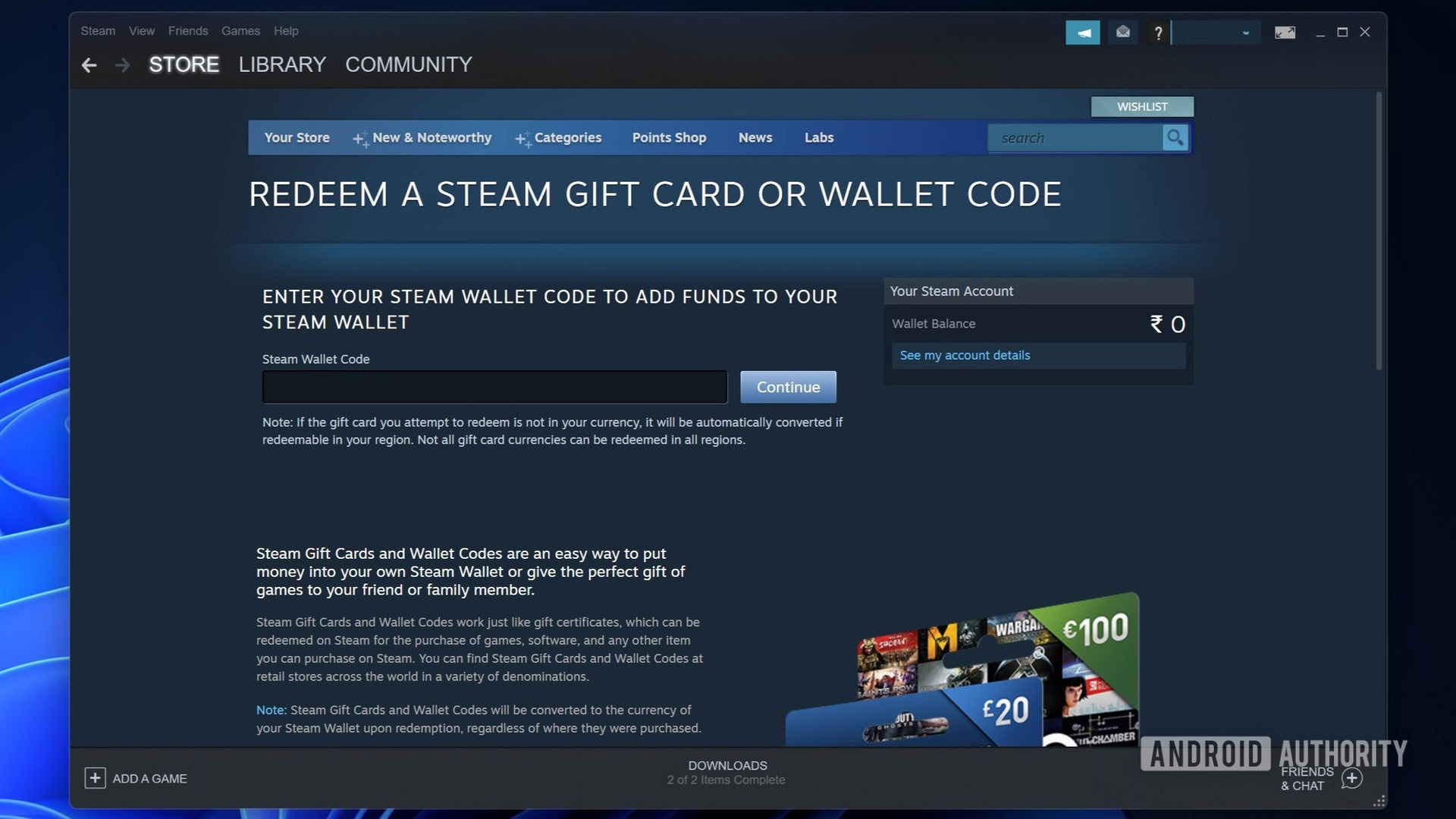 Steam Games redeem gift card