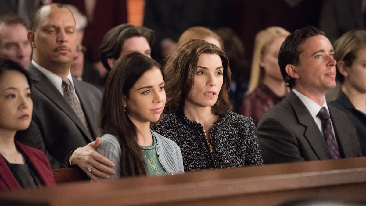 Julianna Margulies and Makenzie Vega sit in court together in The Good Wife