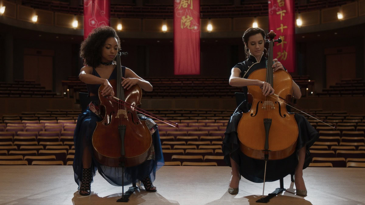 Allison Williams and Logan Browning perform cello in The Perfection - best underrated movies