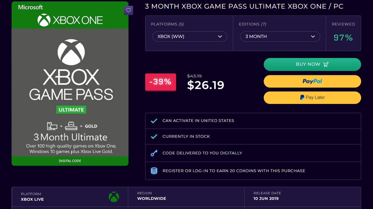 Three-month Xbox Game Pass Ultimate deal