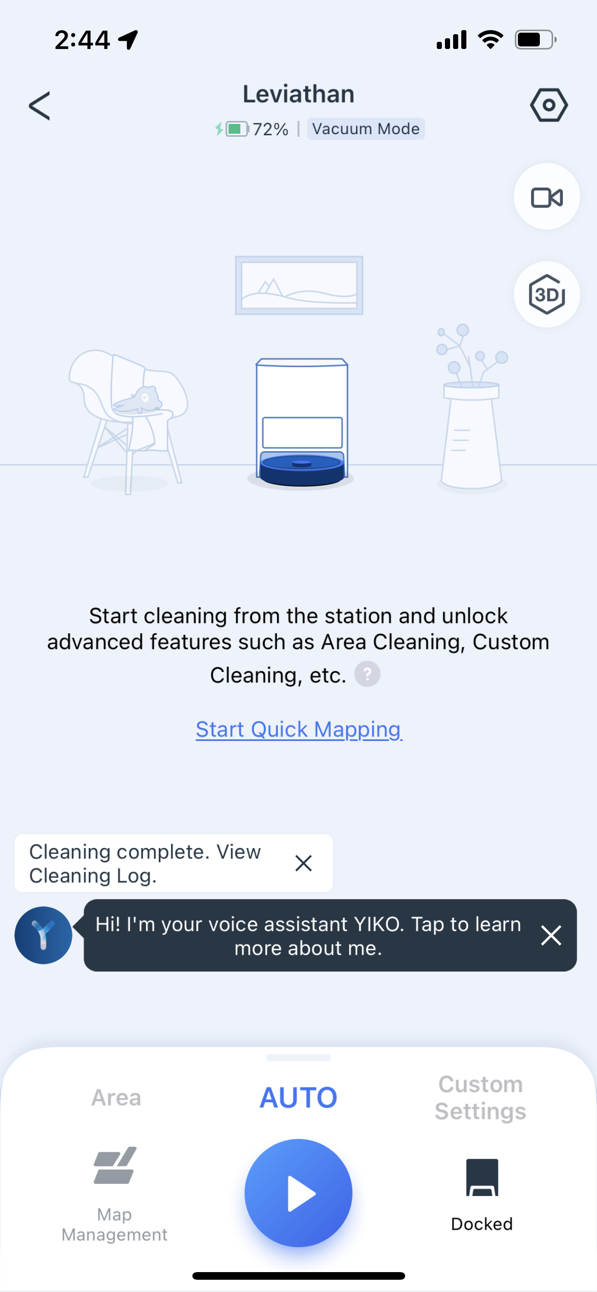Yiko in the Ecovacs app