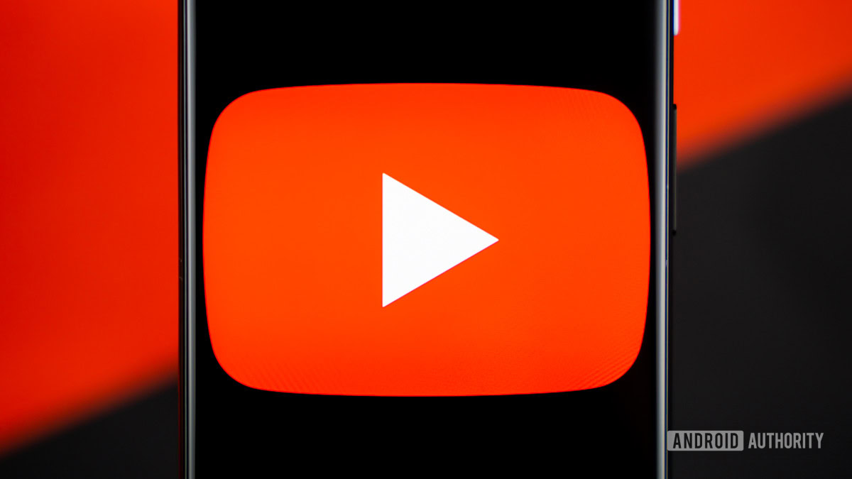Smartphone showing YouTube logo stock photo 