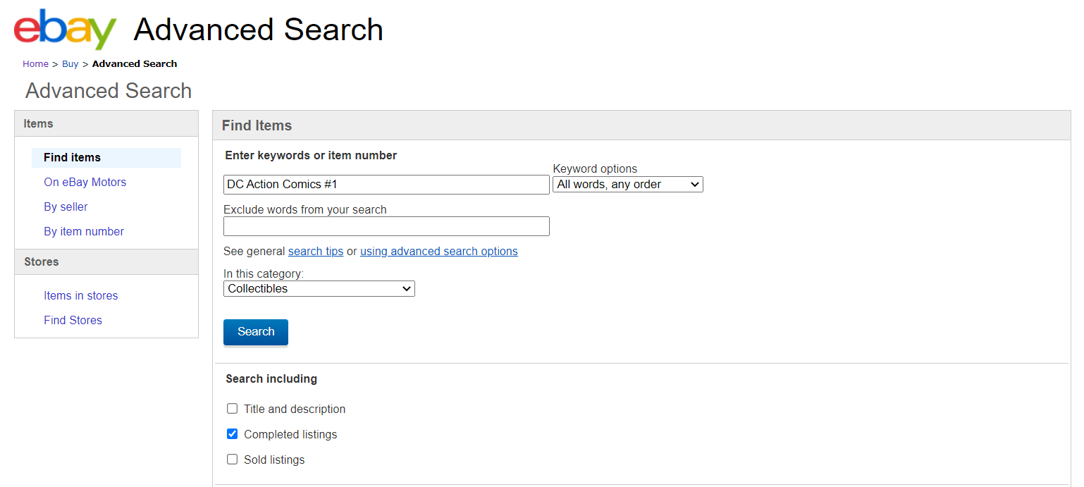 advanced search ebay