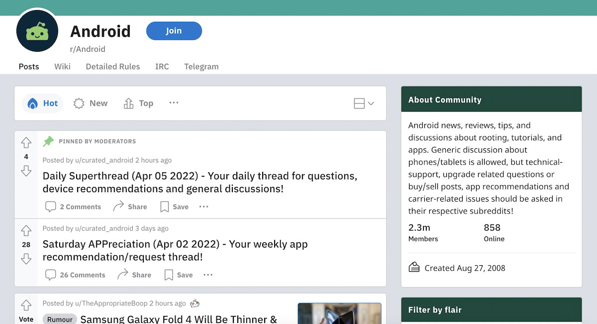 android subreddit