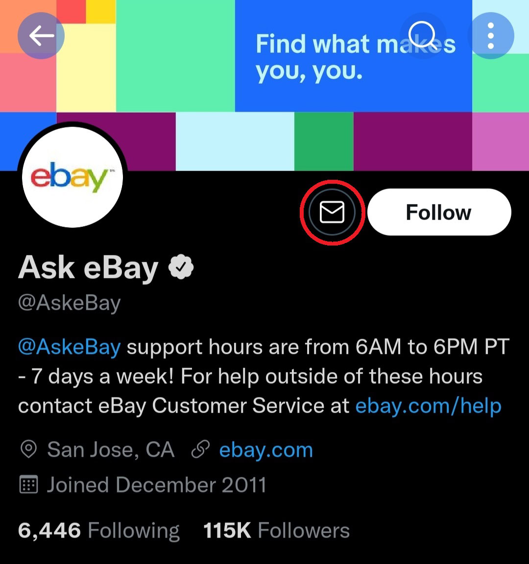 ask ebay Twitter