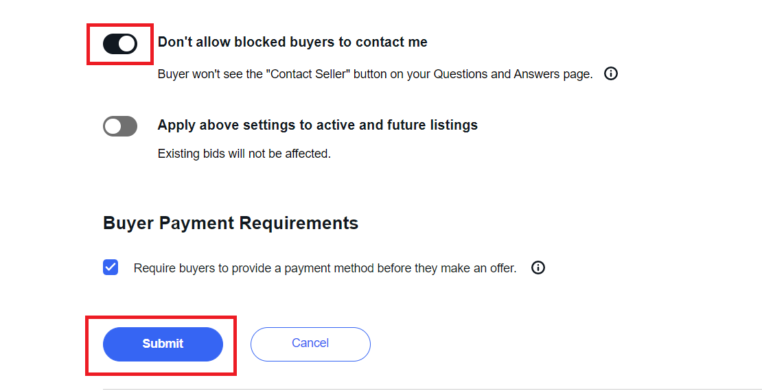block buyers messages