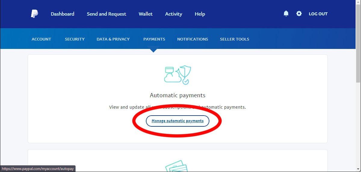 click manage automatic payments