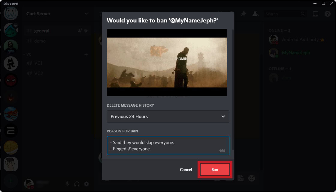 click the red ban button desktop
