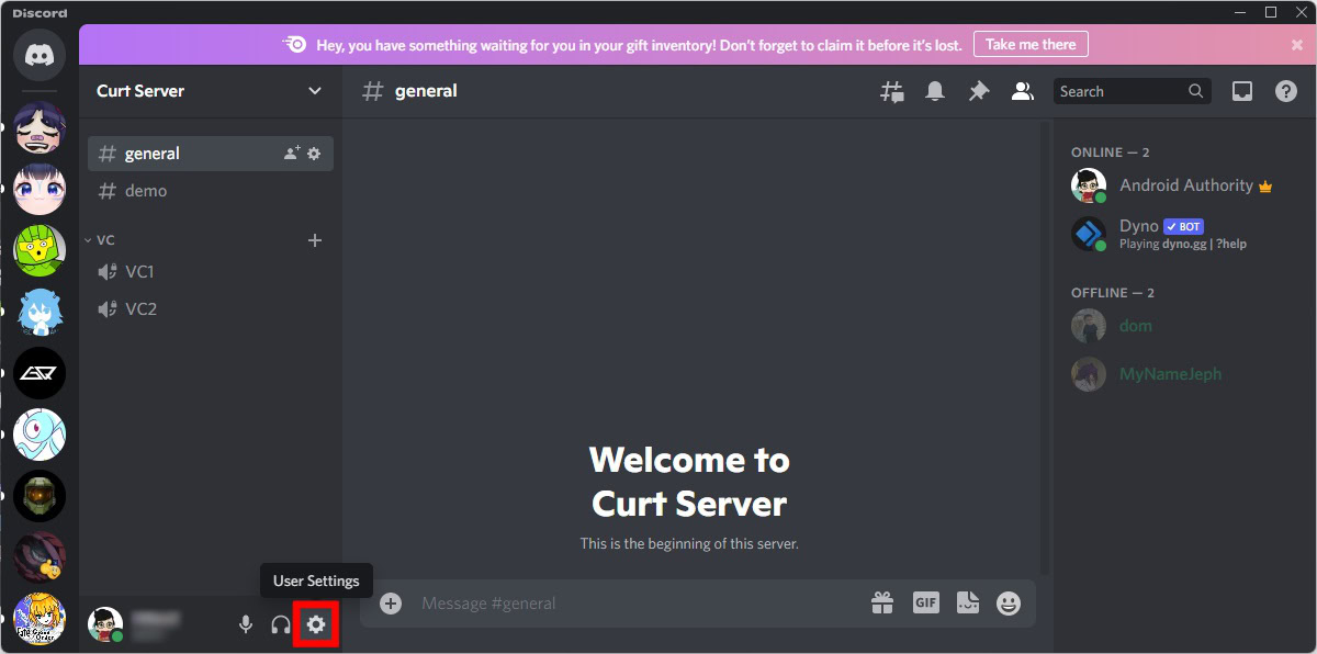 click user settings discord desktop