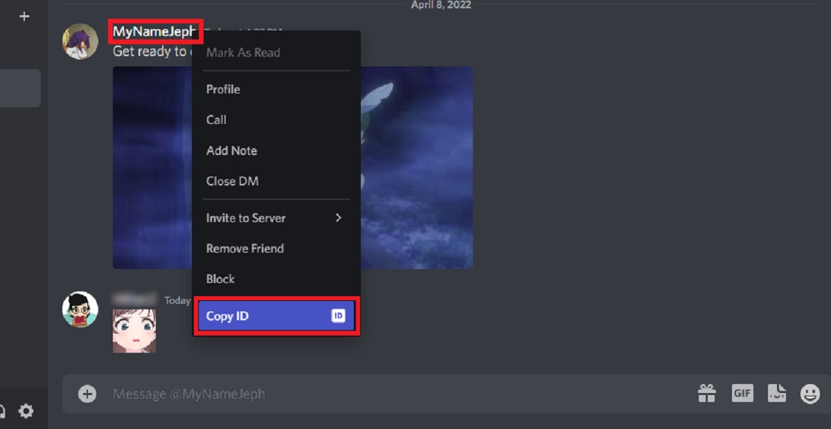 copying a user id on discord
