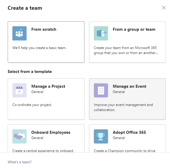 create team templates