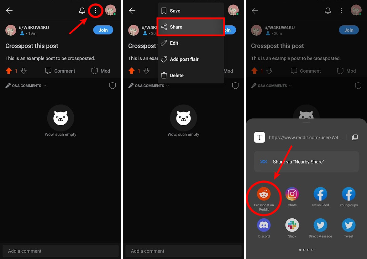 crosspost on reddit mobile