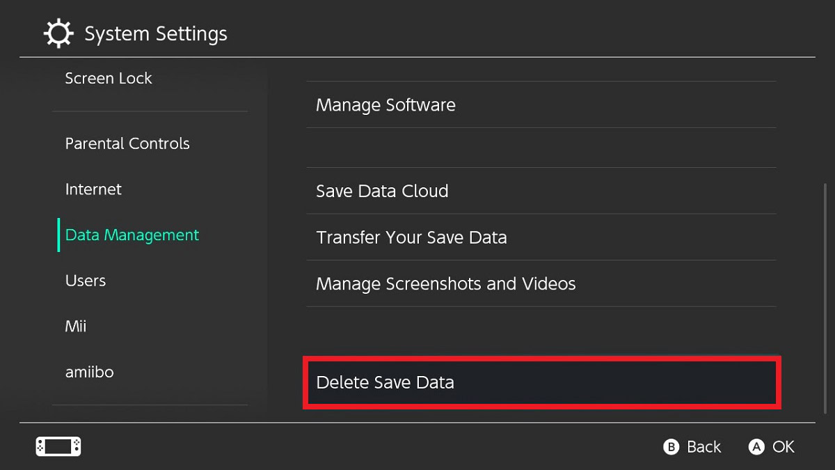 delete save data location