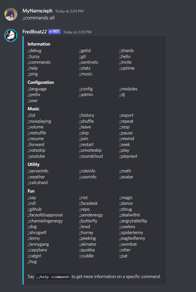 fredboat commands