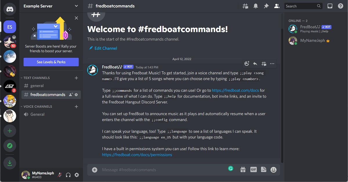 fredboat in the server