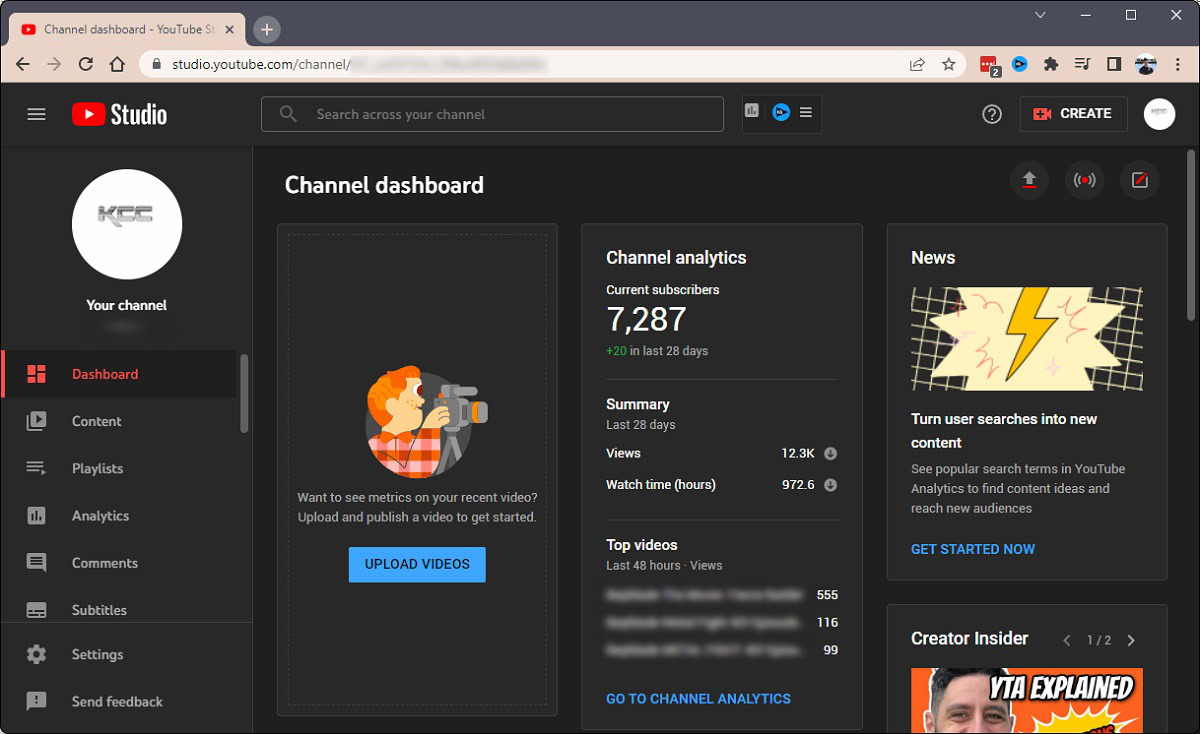 go to youtube creator studio