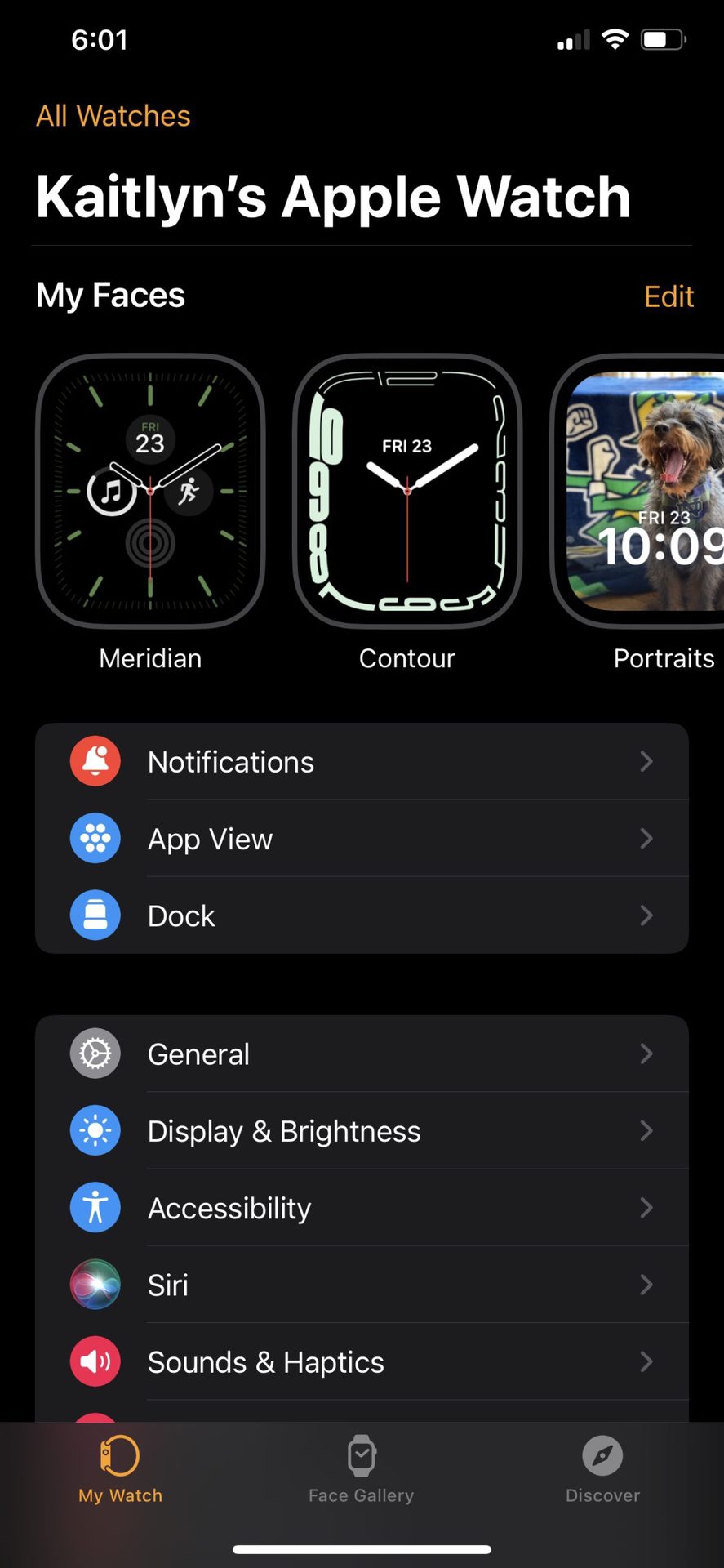 An iPhone 11 screenshot depicts the Apple Watch app.