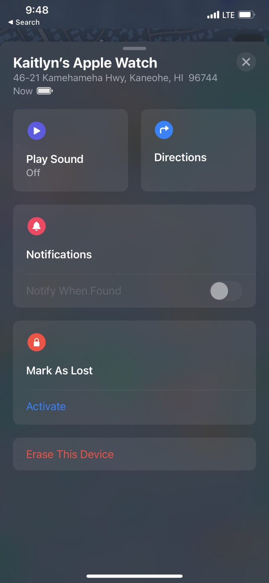 iPhone Screenshot Find My Options