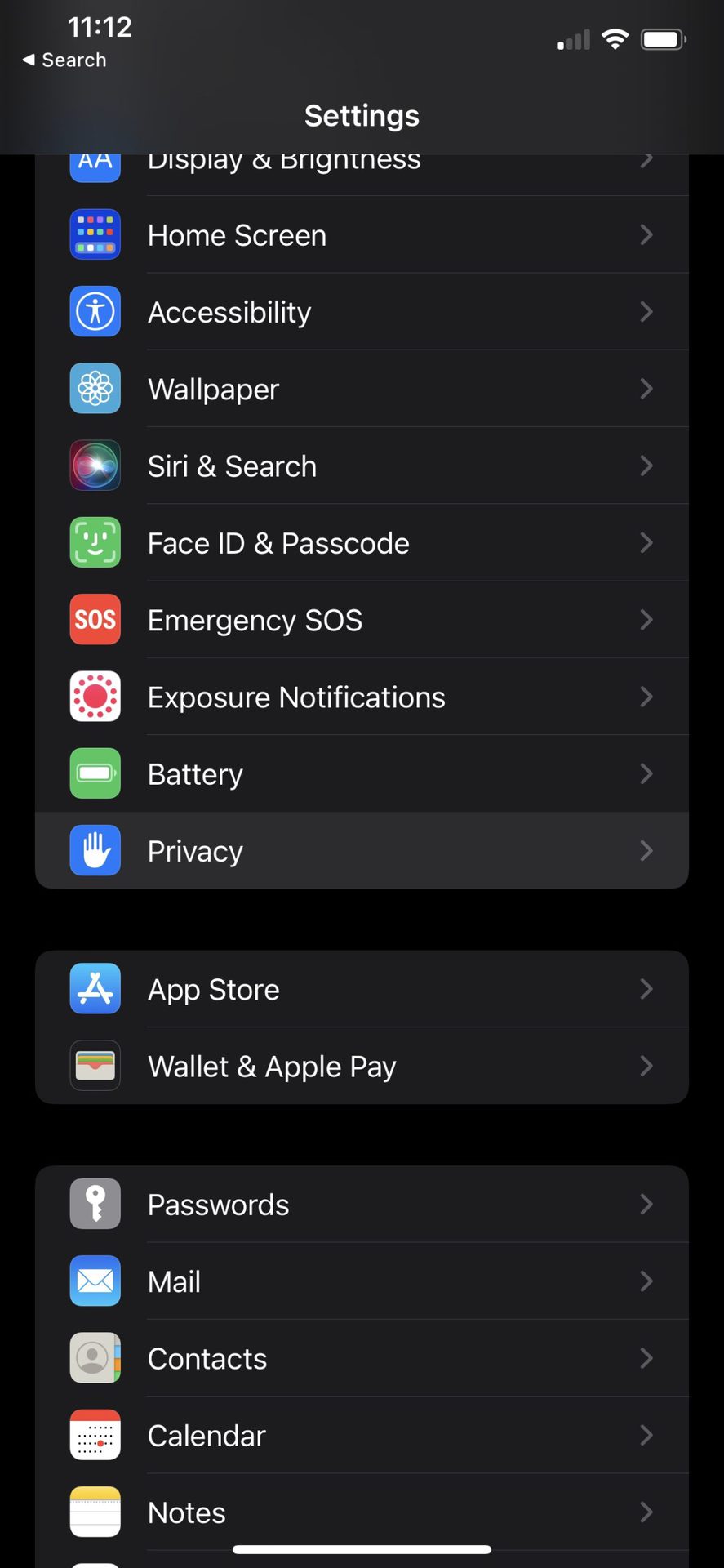 iPhone Settings Privacy