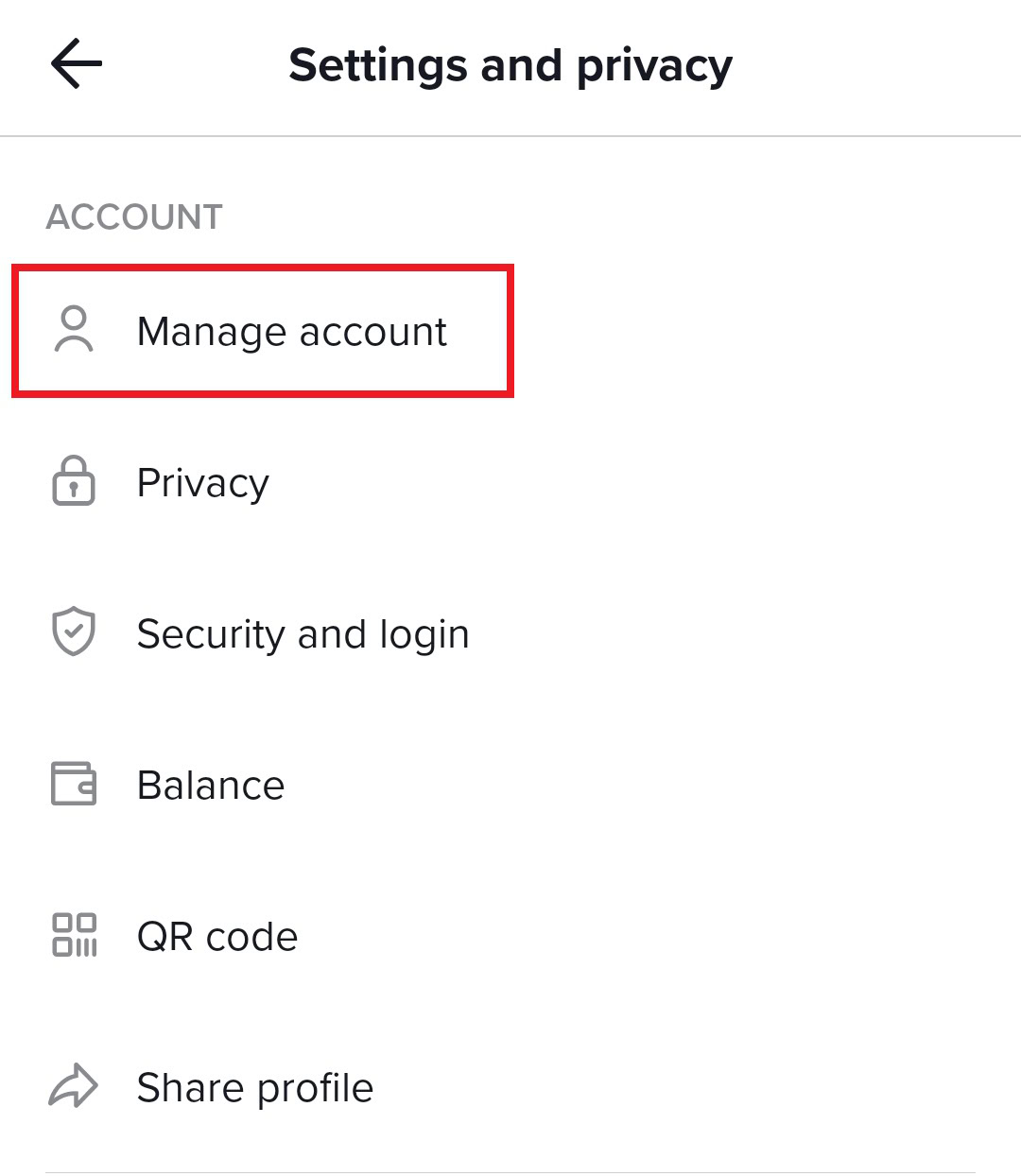 manage account TikTok