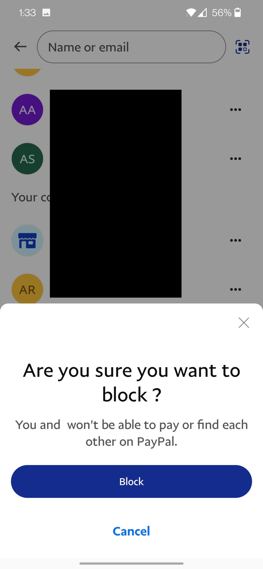 paypal block someone on mobile 3