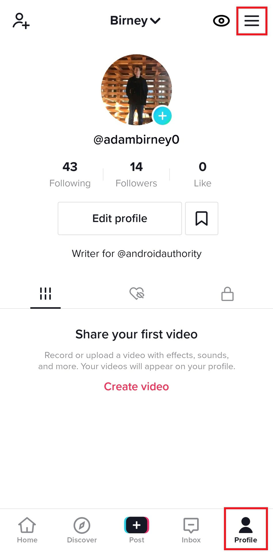 profile settings TikTok