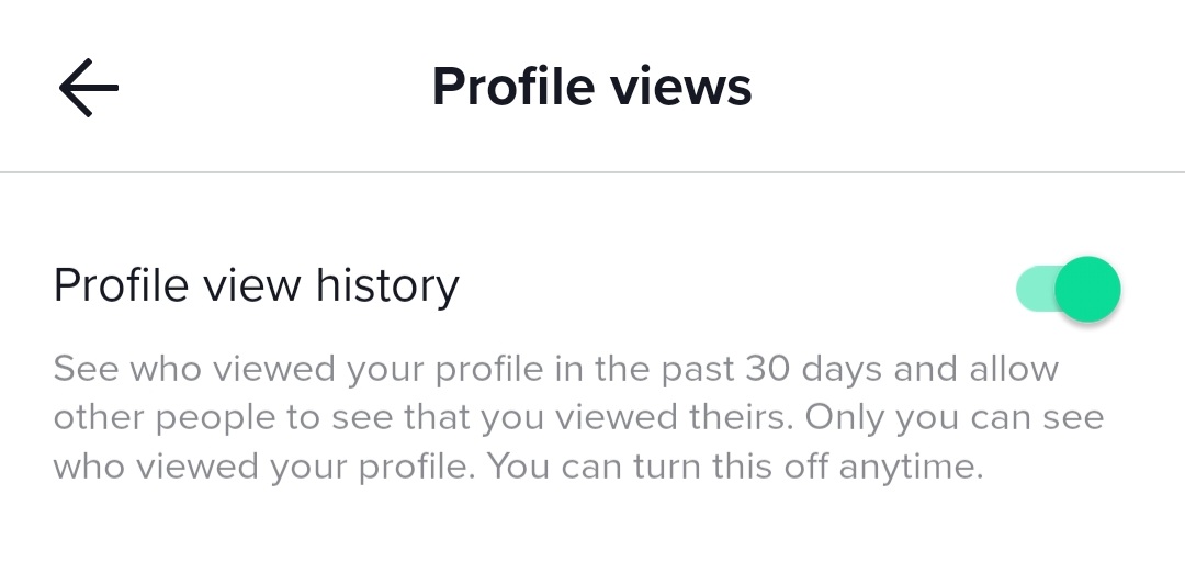 TikTok profile viewing history