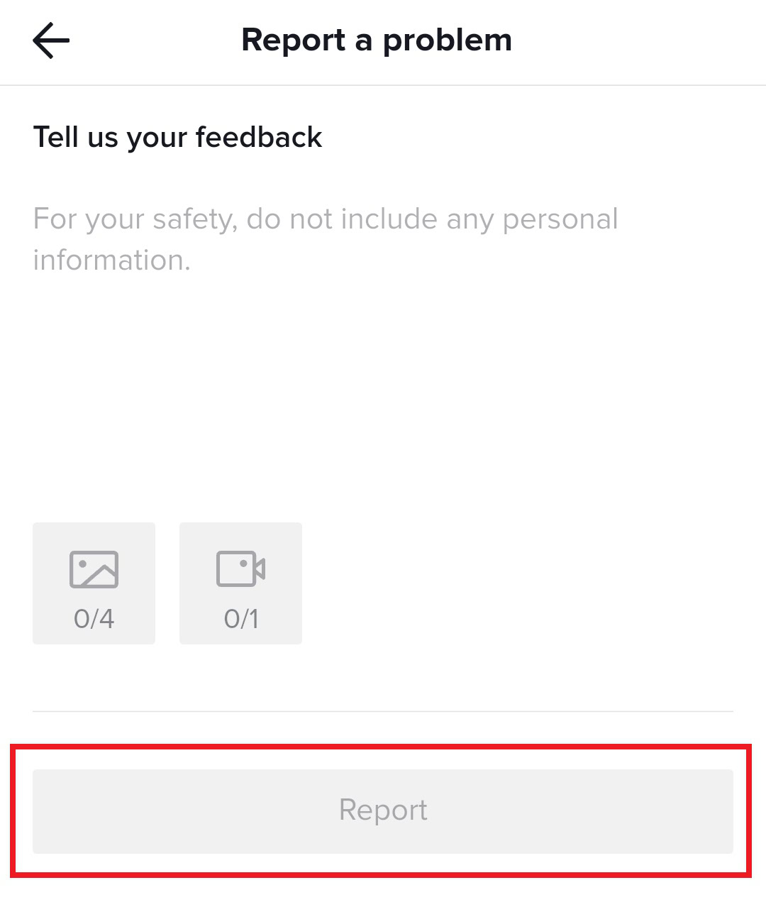 report feedback TikTok