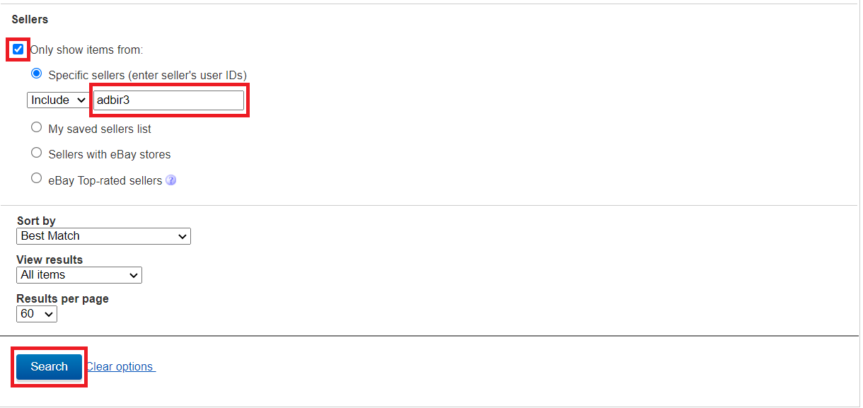 search find seller eBay