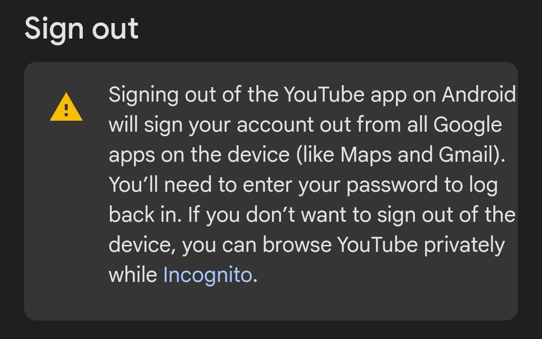 sign out of youtube