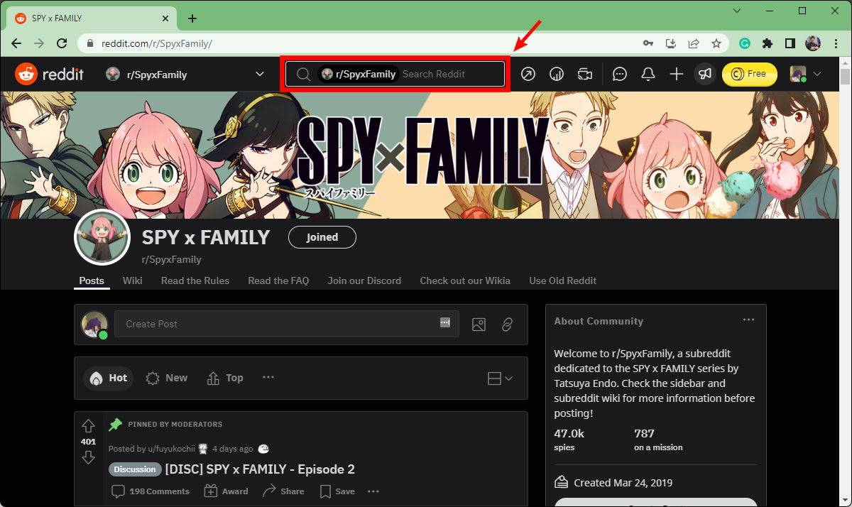 subreddit search bar