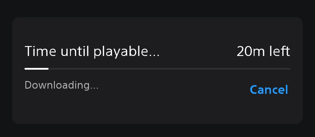 time until playable PS App check downloads