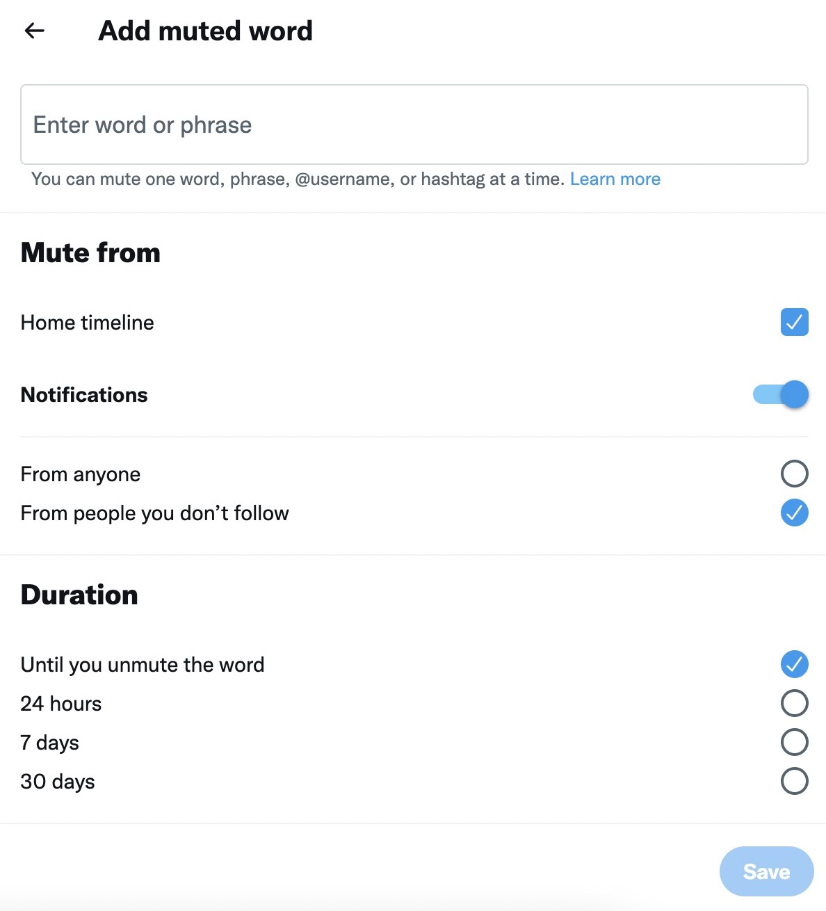 How to mute words on twitter