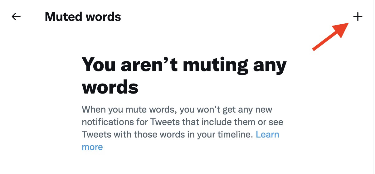 twitter add mute word