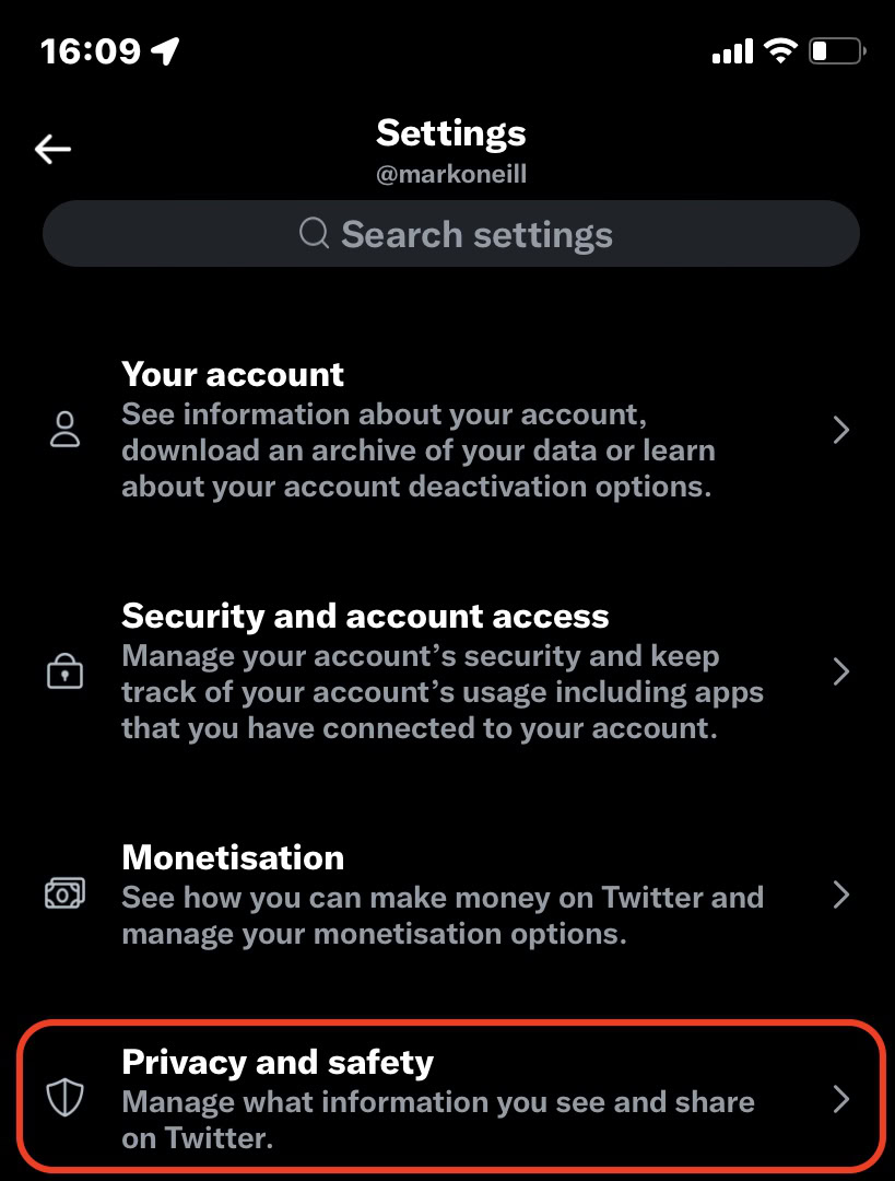 twitter settings privacy