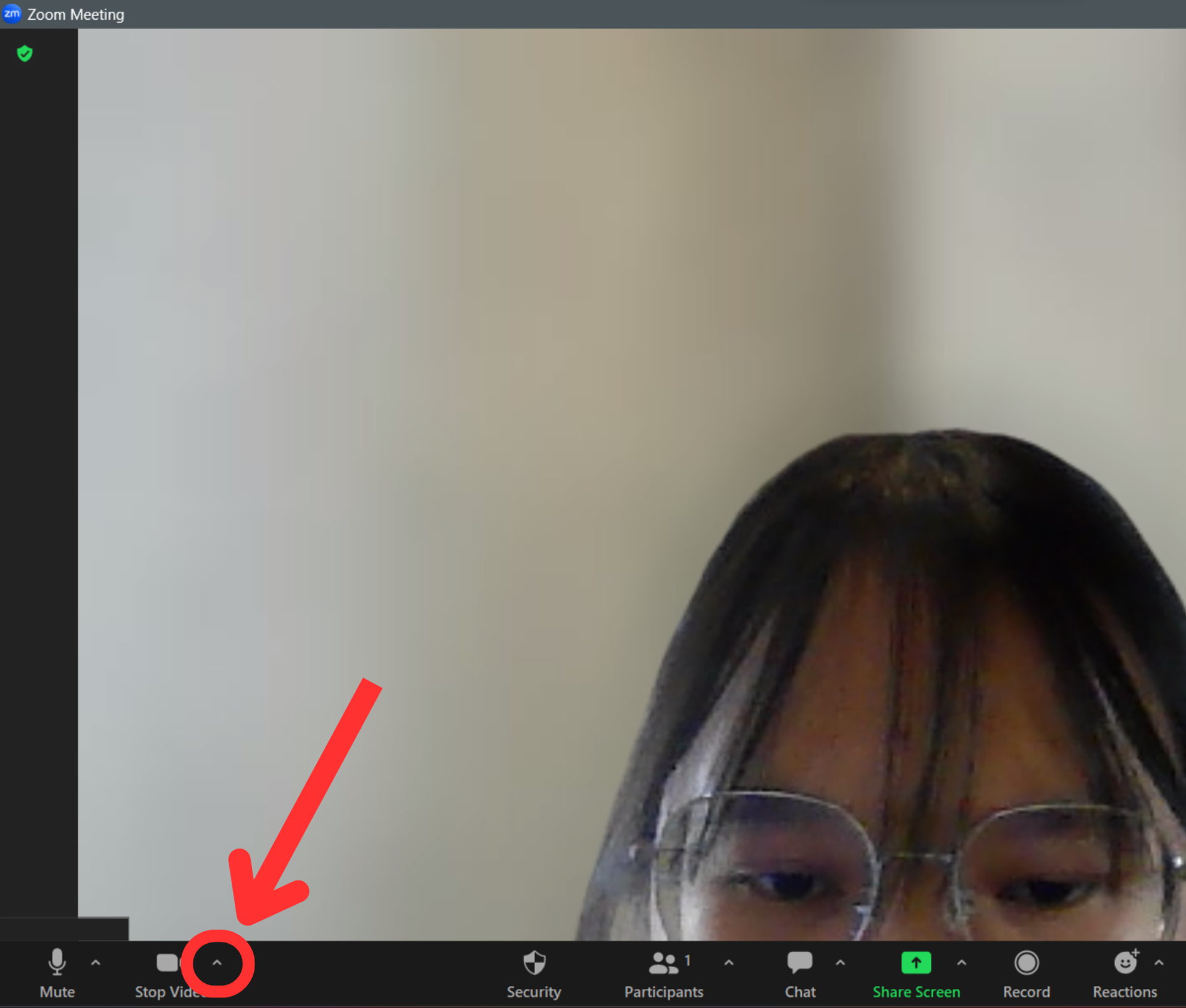 zoom desktop meeting upward arrow button