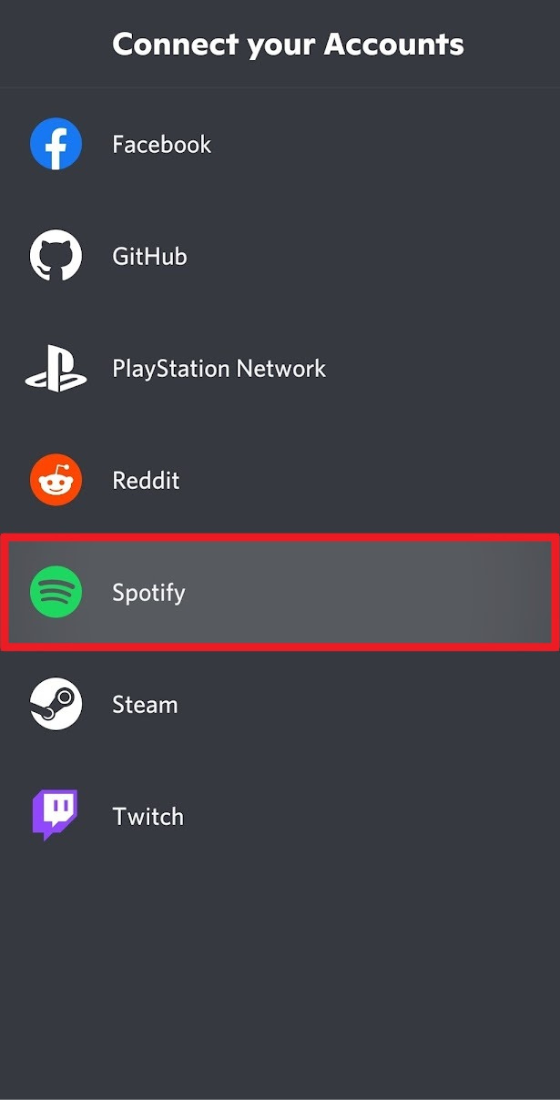 Mobile discord connections settings