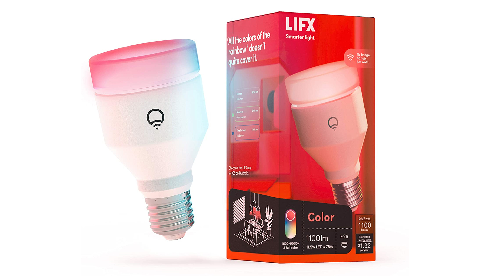 A LIFX Color 1100 lumen bulb