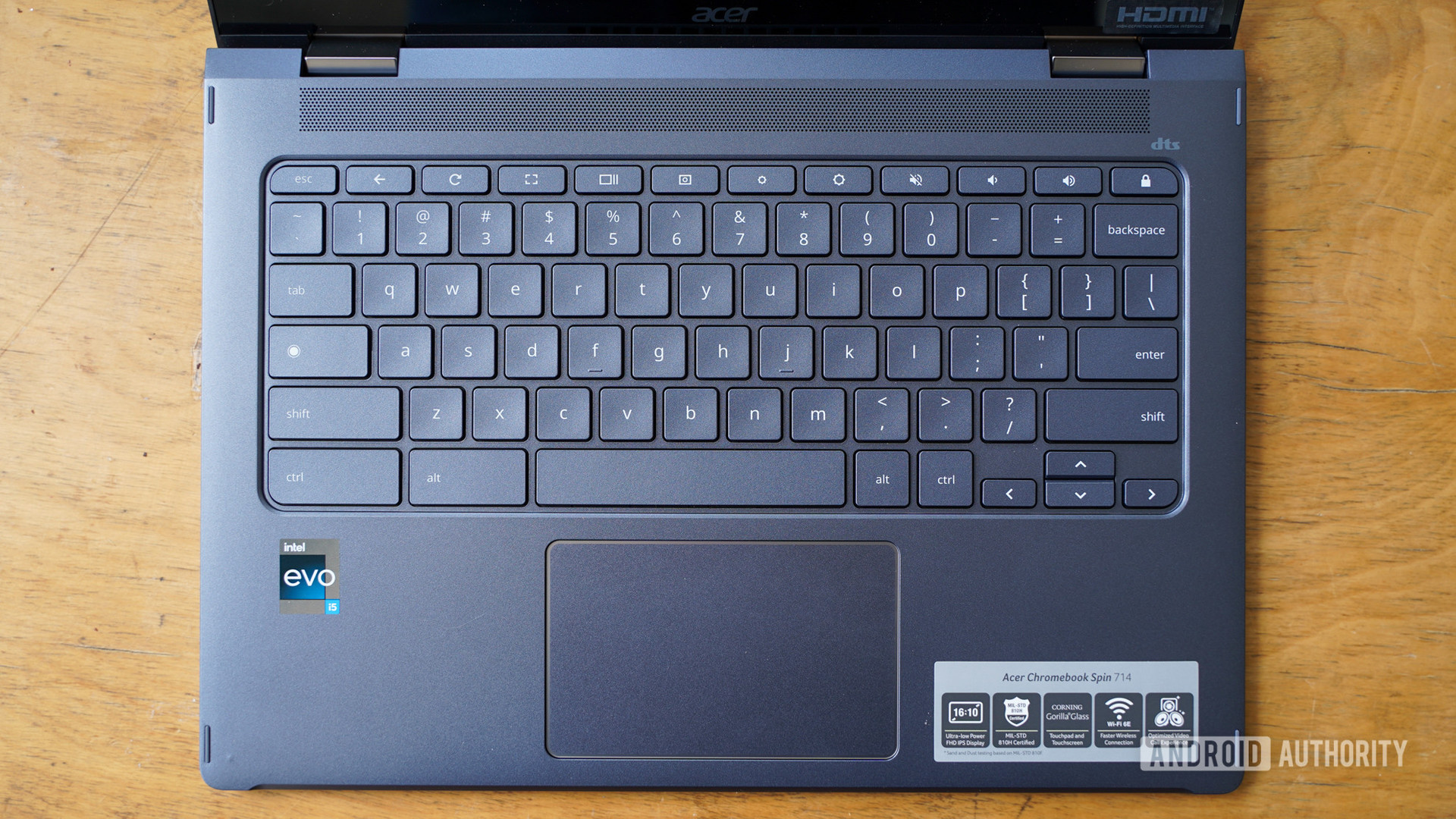 Acer Chromebook Spin 714 keyboard