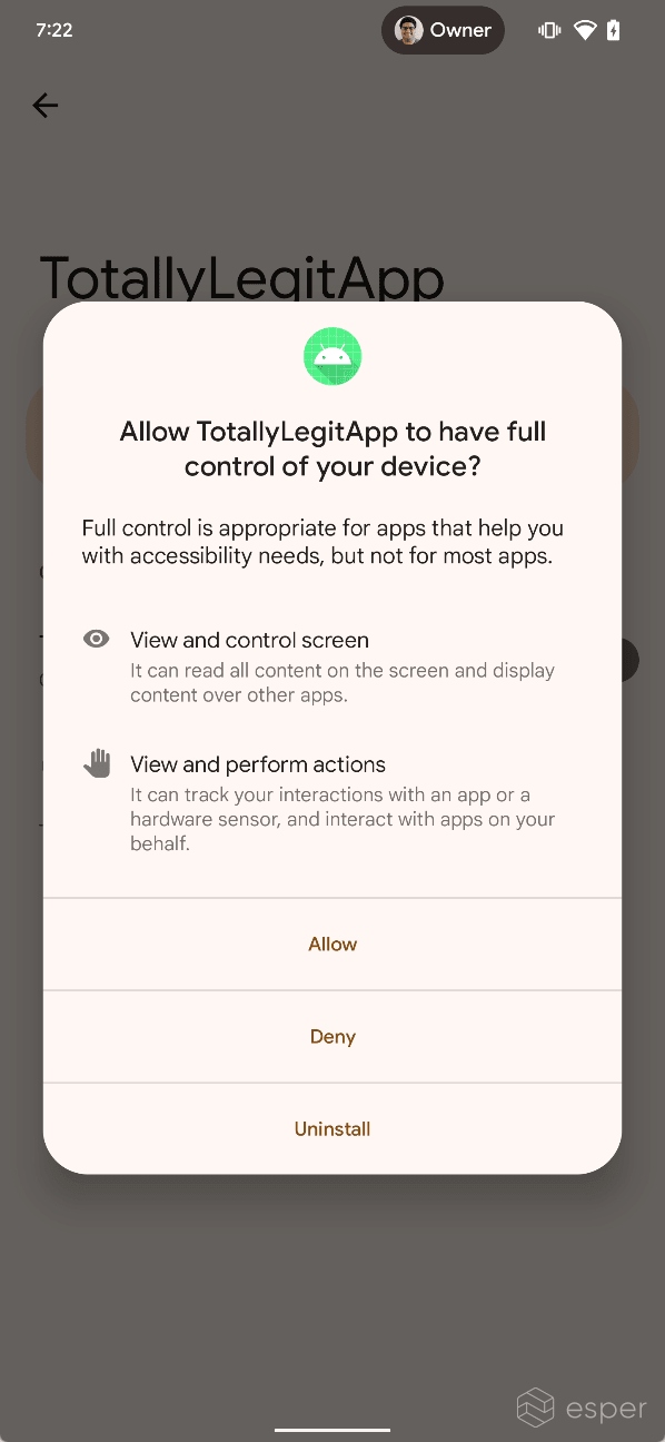 Android 13 Accessibility Service disclosure