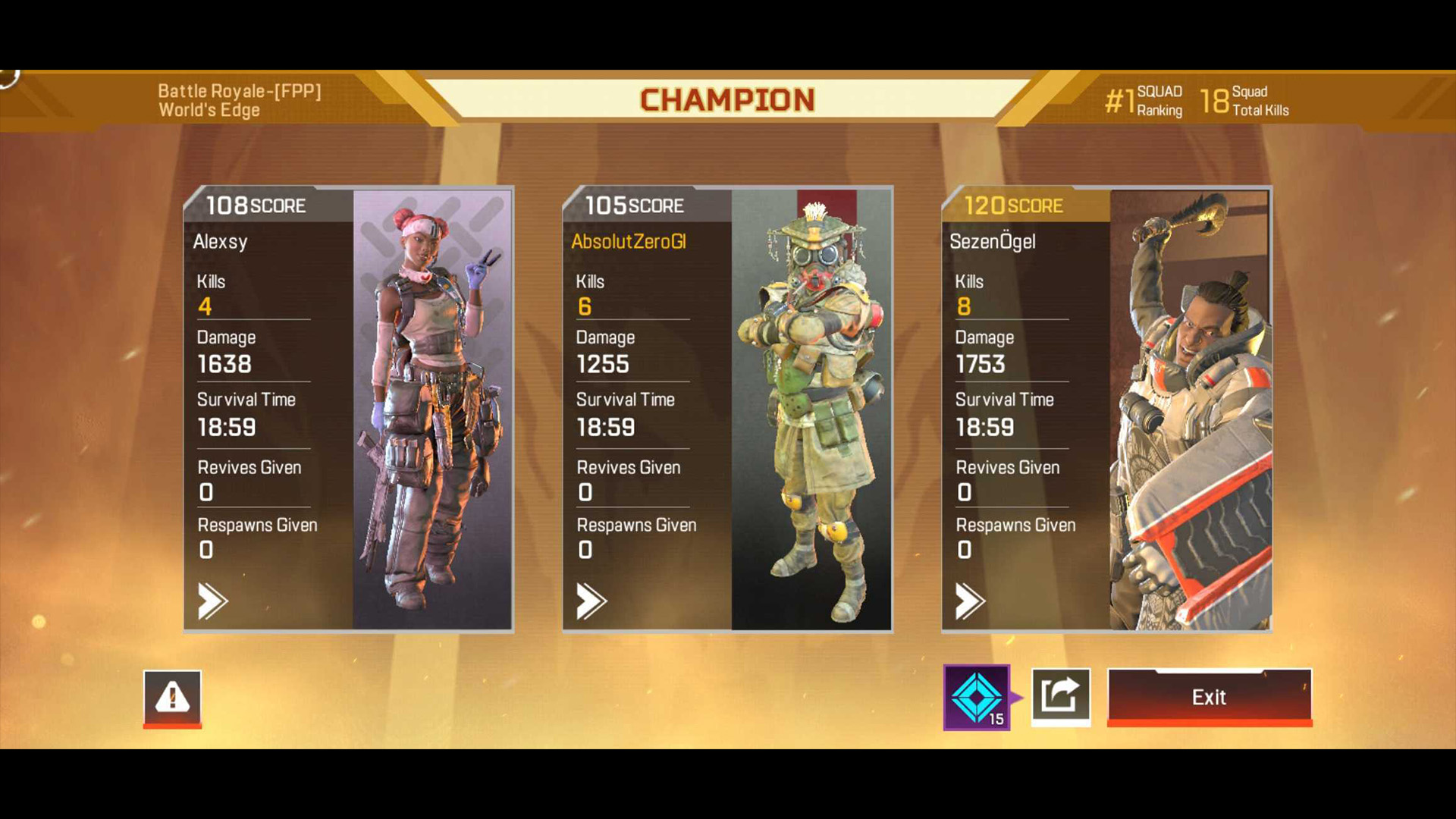 Apex Legends Mobile Gameplay Post Game Report