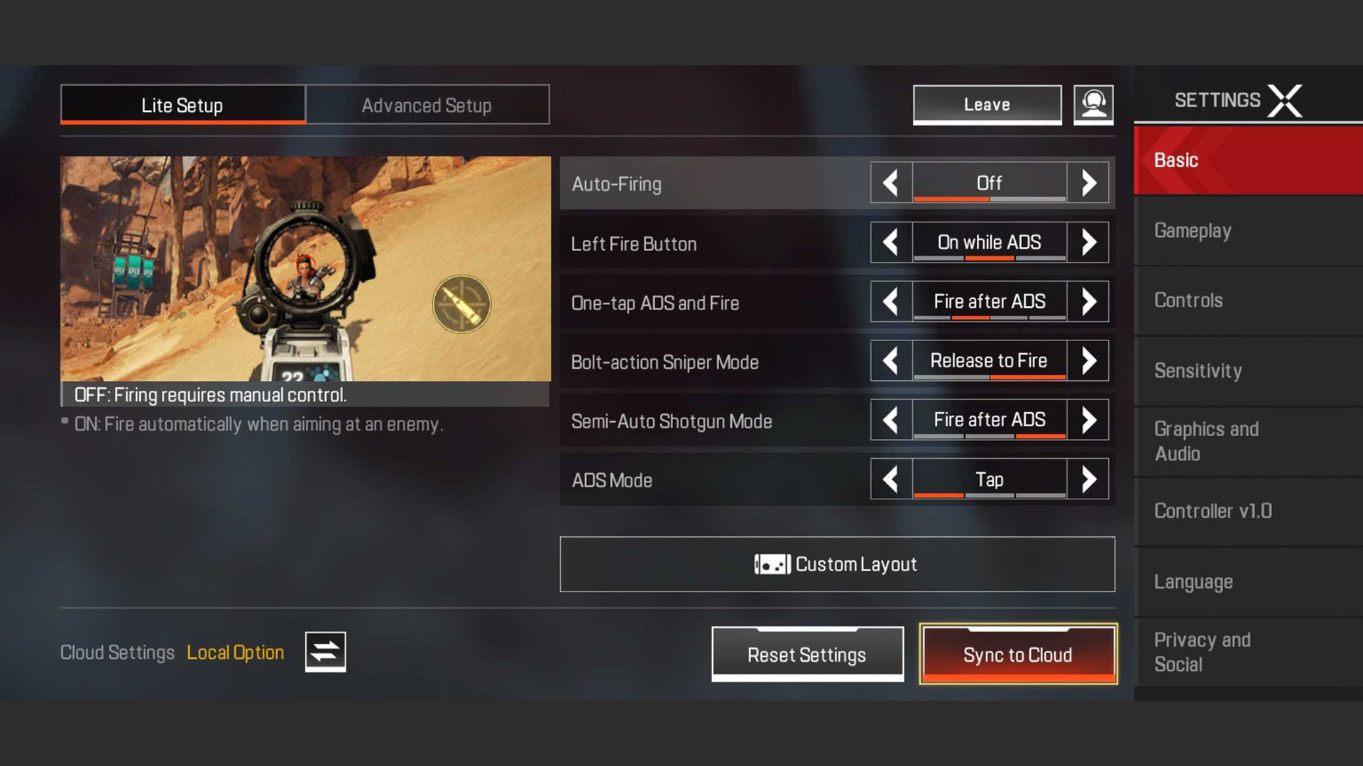 Apex Legends Mobile in game controls